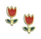 Brinco folheado a ouro em forma de flor resinada
